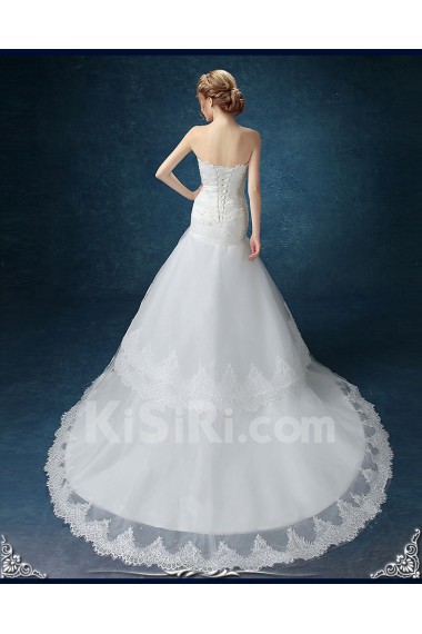 Chiffon, Tulle Strapless Chapel Train Sleeveless Mermaid Dress with Rhinestone