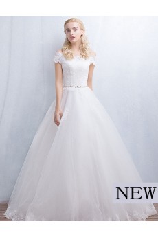 Tulle, Lace Off-the-Shoulder Floor Length Ball Gown Dress with Bow