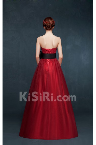 Chiffon Sweetheart Floor Length Sleeveless A-line Dress with Bow, Rhinestone