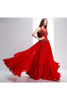 Chiffon, Satin Bateau Sweep Train Cap Sleeve A-line Dress with Handmade Flowers, Sequins, Embroidered