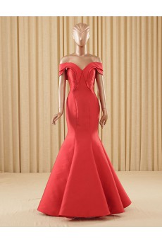 Satin Off-the-Shoulder Floor Length Mermaid Dress