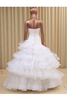 Organza Sweetheart Floor Length Sleeveless Ball Gown Dress with Ruched
