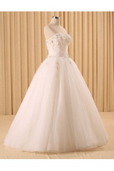 Organza Sweetheart Floor Length Sleeveless Ball Gown Dress with Beads