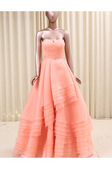 Organza Sweetheart Floor Length Sleeveless Ball Gown Dress with Ruched