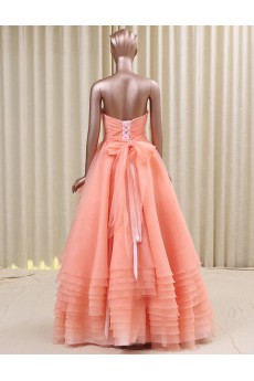 Organza Sweetheart Floor Length Sleeveless Ball Gown Dress with Ruched