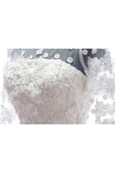 Lace, Tulle, Chiffon Jewel Ankle-Length Half Sleeve A-line Dress with Sequins, Pearl