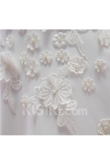 Lace, Tulle, Chiffon Jewel Ankle-Length Half Sleeve A-line Dress with Sequins, Pearl