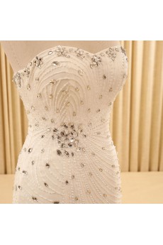 Tulle Sweetheart Floor Length Sleeveless Mermaid Dress with Rhinestone, Beads