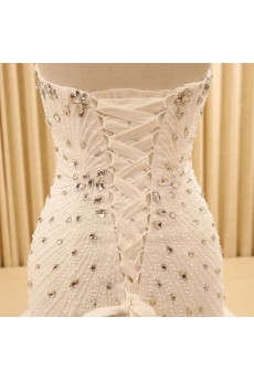 Tulle Sweetheart Floor Length Sleeveless Mermaid Dress with Rhinestone, Beads
