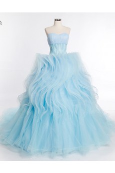 Tulle, Satin Sweetheart Sweep Train Sleeveless Ball Gown Dress with Beads