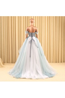 Tulle Off-the-Shoulder Sweep Train Ball Gown Dress