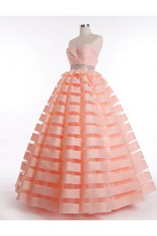 Tulle, Satin Sweetheart Floor Length Sleeveless Ball Gown Dress with Rhinestone