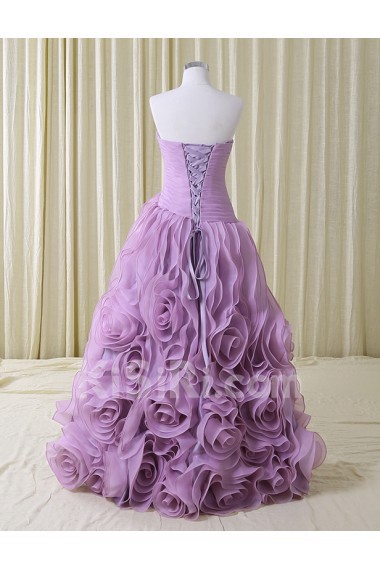 Tulle, Satin Sweetheart Floor Length Sleeveless Ball Gown Dress with Ruched