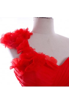 Tulle, Satin One-shoulder Chapel Train Sleeveless A-line Dress with Rhinestone