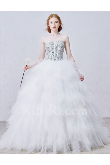 Tulle, Satin Sweetheart Chapel Train Sleeveless Ball Gown Dress with Rhinestone, Bead, Sequins