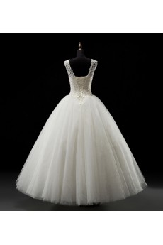 Lace, Tulle Jewel Floor Length Sleeveless Ball Gown Dress with Beads