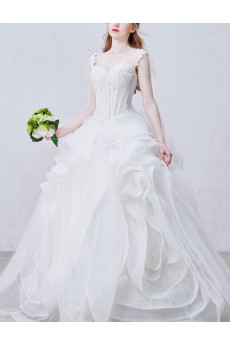 Lace, Satin Sweetheart Floor Length Sleeveless Ball Gown Dress with Rhinestone