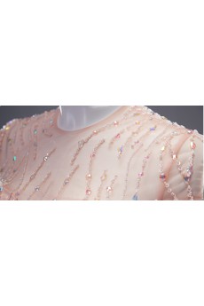 Tulle, Net Jewel Floor Length Cap Sleeve Mermaid Dress with Bead, Bow