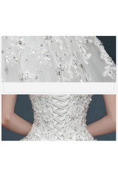 Tulle, Lace, Satin Strapless Sweep Train Sleeveless A-line Dress with Sequins