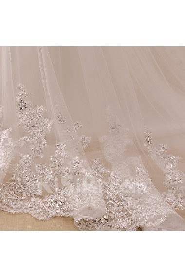 Tulle, Satin Sweetheart Cathedral Train Sleeveless A-line Dress with Beads, Lace