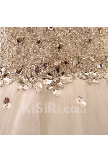 Tulle Sweetheart Cathedral Train Sleeveless A-line Dress with Rhinestone, Sequins