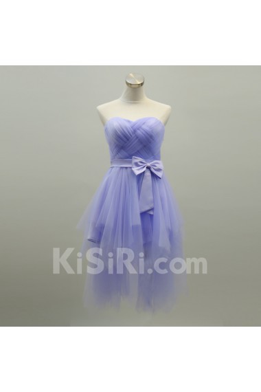 Tulle Short/Minin Sweetheart Sleeveless A-line Dress with Bow