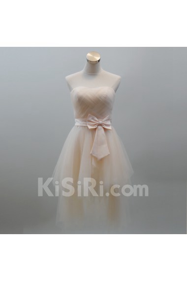 Tulle Short/Minin Sweetheart Sleeveless A-line Dress with Bow