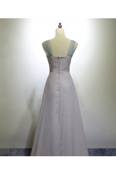 Chiffon Floor Length V-neck Sleeveless A-line Dress with Ruched