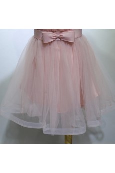 Tulle, Satin Short/Minin Sweetheart Sleeveless A-line Dress with Bow