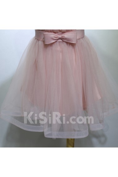 Tulle, Satin Short/Minin Sweetheart Sleeveless A-line Dress with Bow