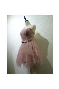 Tulle Short/Minin One-shoulder Sleeveless Ball Gown Dress with Bow