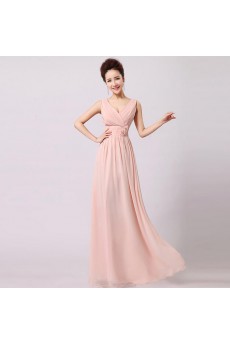 Chiffon Floor Length Sleeveless A-line Dress with Ruched