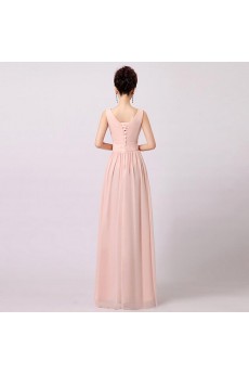 Chiffon Floor Length Sleeveless A-line Dress with Ruched