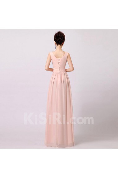 Chiffon Floor Length Sleeveless A-line Dress with Ruched