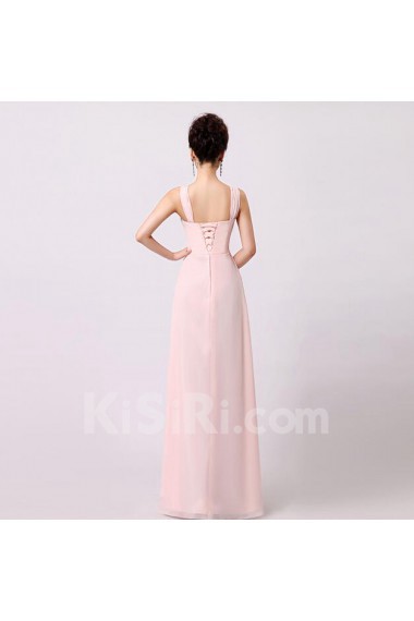 Chiffon Floor Length Sleeveless A-line Dress with Ruched