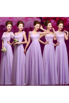 Chiffon, Lace Floor Length A-line Dress