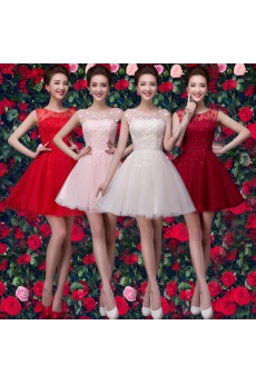 Tulle, Lace, Satin Short/Minin Jewel Sleeveless Ball Gown Dress with Pearl