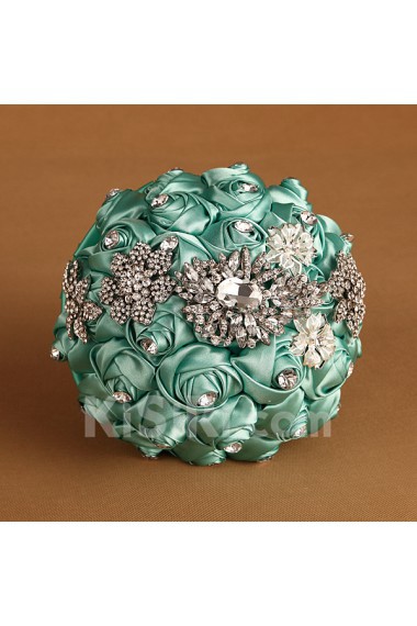 Elegant Round Shape Full Lake Green Wedding Bridal Bouquet
