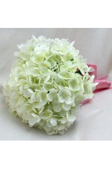 Pink And White Silk Roses with Pearl Wedding Bridal Bouquet