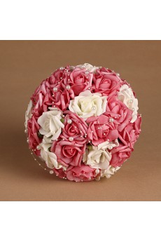 Romantic Fuchsia And IvorRhinestone Roses Wedding Bridal Bouquet