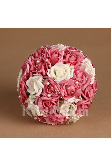 Romantic Fuchsia And IvorRhinestone Roses Wedding Bridal Bouquet