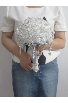 Round Shape Silver Rhinestone Wedding Bridal Bouquet