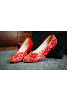 Handmade Lace Flowers Wedding Shoes