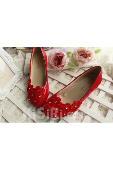 Handmade Lace Flowers Wedding Shoes with Rhinestone