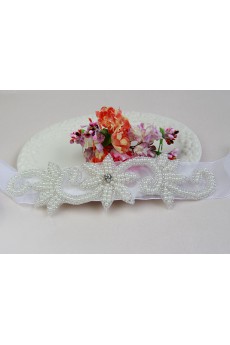 Handmade Yarn Rhinestone Wedding Sash with Beads