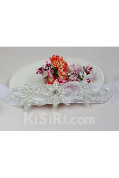 Handmade Yarn Rhinestone Wedding Sash with Beads
