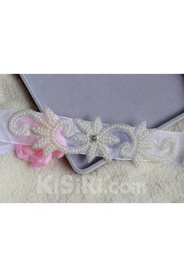 Handmade Yarn Rhinestone Wedding Sash with Beads