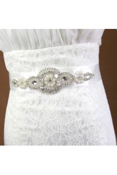 Handmade Satin Rhinestone Wedding Sash with Beads