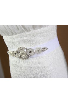 Handmade Yarn Rhinestone Wedding Sash with Beads