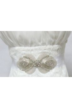 Handmade Lace Rhinestone Wedding Sash with Beads
